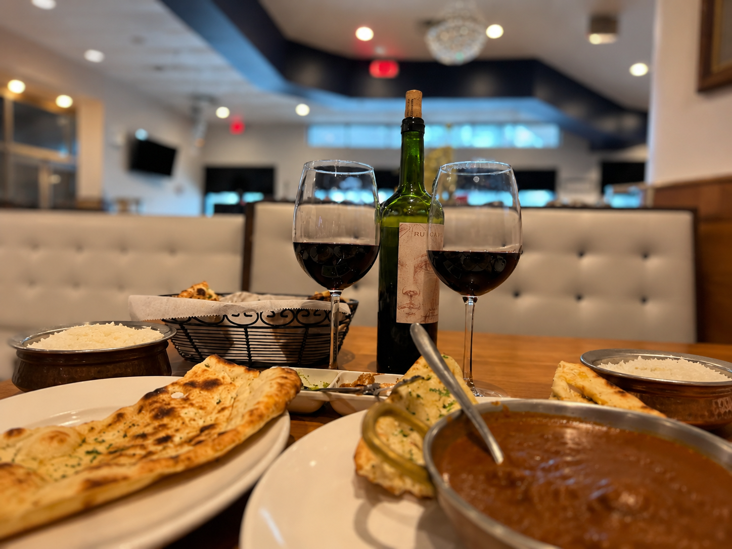 Elegant wine selection served at Maya Flavors of India in Boca Raton, FL.